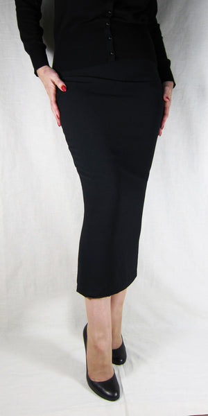 Hobble Skirt Calf Length with Kickpleat - Crepe