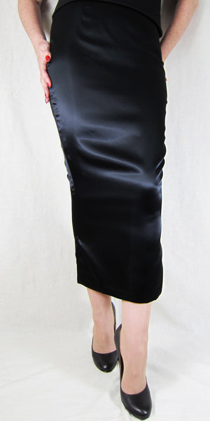 Hobble Skirt Calf Length with Kickpleat - Satin